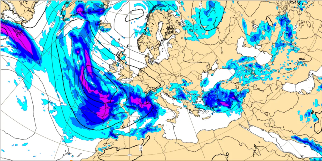 Fig. 2- ECM - Previsione precipitazioni Sabato 9 Marzo 2024